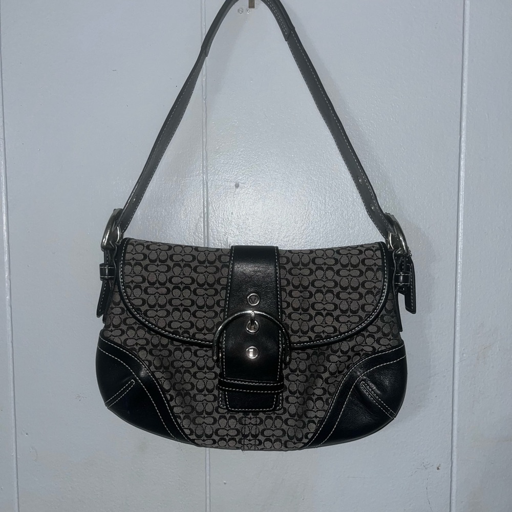 Vintage Black and Gray Designer Coach SoHo Shoulder Bag